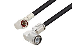 PE36923LF - HN Male Right Angle to N Male Right Angle Cable Using RG213 Coax , LF Solder