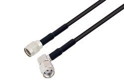 PE37024/HS - Reverse Polarity SMA Plug Right Angle to Reverse Polarity SMA Plug Cable Using RG174 Coax with HeatShrink