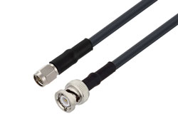 PE37249/HS - BNC Male to SMA Male Low Loss Cable Using PE-C195 Coax with HeatShrink