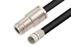 PE37305LF - 75 Ohm N Female to 75 Ohm F Male Cable Using 75 Ohm RG6 Coax , LF Solder