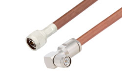 PE37412 - N Male to TNC Male Right Angle Cable Using RG393 Coax