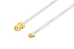 PE37504 - SMA Female to SMP Female Right Angle Cable Using PE-SR405FL Coax