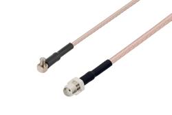 PE37534/HS - MCX Plug Right Angle to SMA Female Cable Using RG316-DS Coax with HeatShrink