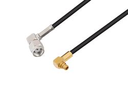PE37576 - Reverse Polarity SMA Plug Right Angle to MMCX Plug Right Angle Cable Using RG174 Coax