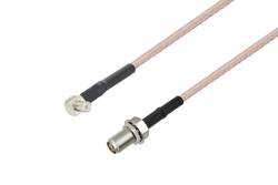 PE37593/HS - MCX Plug Right Angle to Reverse Polarity SMA Jack Bulkhead Cable Using RG316 Coax with HeatShrink