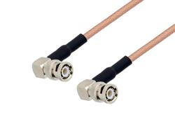 PE37640/HS - BNC Male Right Angle to BNC Male Right Angle Low Loss Cable Using PE-P195 Coax with HeatShrink