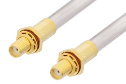 PE3764LF - SMA Female Bulkhead to SMA Female Bulkhead Cable Using PE-SR401AL Coax , LF Solder