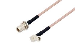 PE37663/HS - N Female Bulkhead to SMB Plug Right Angle Cable Using RG316 Coax with HeatShrink