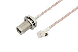 PE37663 - N Female Bulkhead to SMB Plug Right Angle Cable Using RG316 Coax