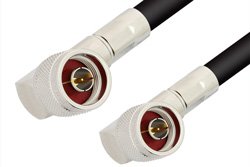 PE3781LF - N Male Right Angle to N Male Right Angle Cable Using RG214 Coax, RoHS