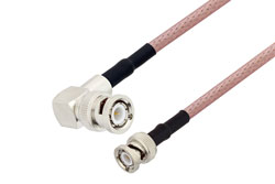 PE37894/HS - BNC Male Right Angle to BNC Male Cable Using RG303 Coax with HeatShrink