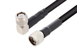 PE37910/HS - C Male Right Angle to N Male Cable Using RG8 Coax with HeatShrink