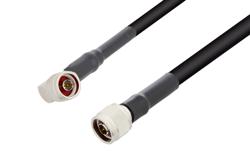 PE3797/HS - N Male Right Angle to N Male Cable Using RG213 Coax with HeatShrink