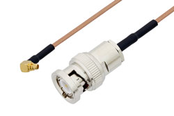 PE38083LF - MMCX Plug Right Angle to BNC Male Cable Using RG178 Coax , LF Solder
