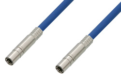 PE38139/BL - 75 Ohm Mini SMB Plug to 75 Ohm Mini SMB Plug Cable Using 75 Ohm PE-B159-BL Blue Coax