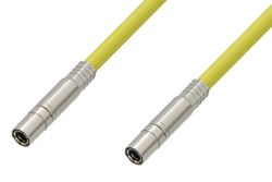 PE38139/YW - 75 Ohm Mini SMB Plug to 75 Ohm Mini SMB Plug Cable Using 75 Ohm PE-B159-YW Yellow Coax