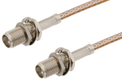 PE38184LF - SMA Female Bulkhead to SMA Female Bulkhead Cable Using RG316-DS Coax , LF Solder