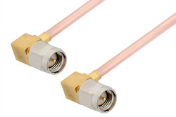 PE3820LF - SMA Male Right Angle to SMA Male Right Angle Cable Using RG405 Coax, RoHS