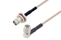 PE38215/HS - SMA Male Right Angle to TNC Female Bulkhead Cable Using RG316-DS Coax with HeatShrink