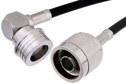 PE38489 - N Male to QN Male Right Angle Cable Using RG58 Coax