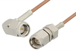 PE3865LF - SMA Male to SMA Male Right Angle Cable Using RG178 Coax, RoHS