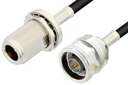 PE38672 - N Male to N Female Bulkhead Cable Using PE-C240 Coax