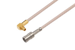 PE38689 - MMCX Plug Right Angle to SMB Plug Cable Using RG316 Coax