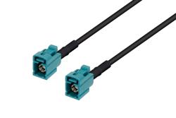 PE38746Z/HS - Water Blue FAKRA Jack to FAKRA Jack Low Loss Cable Using PE-C100-LSZH Coax with HeatShrink