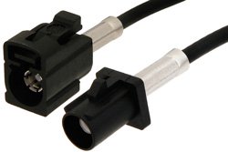 PE38748A - Black FAKRA Plug to FAKRA Jack Cable Using PE-C100-LSZH Coax