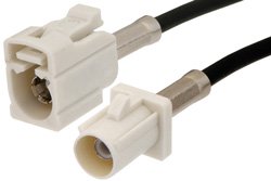 PE38748B - White FAKRA Plug to FAKRA Jack Cable Using PE-C100-LSZH Coax