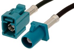 PE38748Z - Water Blue FAKRA Plug to FAKRA Jack Cable Using PE-C100-LSZH Coax