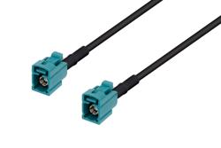 PE38750Z/HS - Water Blue FAKRA Jack to FAKRA Jack Cable Using RG174 Coax with HeatShrink