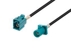 PE38752ZLF - Water Blue FAKRA Plug to FAKRA Jack Cable Using RG174 Coax, LF Solder