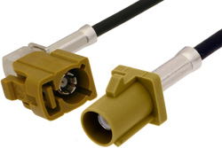 PE38753K - Curry FAKRA Plug to FAKRA Jack Right Angle Cable Using RG174 Coax