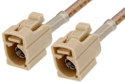 PE38754I - Beige FAKRA Jack to FAKRA Jack Cable Using RG316 Coax