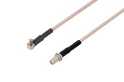 PE38772/HS - MCX Plug Right Angle to SMA Female Bulkhead Cable Using RG316-DS Coax with HeatShrink
