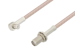 PE38772 - MCX Plug Right Angle to SMA Female Bulkhead Cable Using RG316-DS Coax