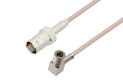 PE38809 - 75 Ohm Mini SMB Plug Right Angle to 75 Ohm BNC Female Cable Using 75 Ohm RG179 Coax