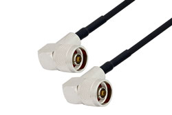 PE3882LF/HS - N Male Right Angle to N Male Right Angle Cable Using RG223 Coax with HeatShrink, LF Solder