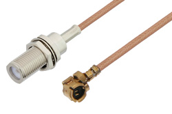 PE38889 - UMCX Plug to MCX Jack Bulkhead Cable Using RG178 Coax