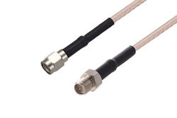 PE39080/HS - Reverse Polarity SMA Plug to Reverse Polarity SMA Jack Cable Using RG316-DS Coax with HeatShrink