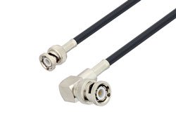 PE39183 - BNC Male to BNC Male Right Angle Low Loss Cable Using PE-C195 Coax