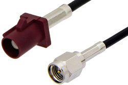 PE39197D - SMA Male to Bordeaux FAKRA Plug Cable Using RG174 Coax