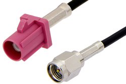 PE39197H - SMA Male to Violet FAKRA Plug Cable Using RG174 Coax