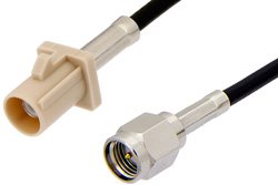 PE39197I - SMA Male to Beige FAKRA Plug Cable Using RG174 Coax