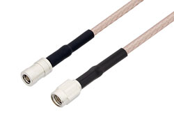 PE39207/HS-12 - SMB Plug to SSMA Male Cable Using RG316 Coax with HeatShrink in 12 Inch