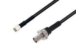 PE39324/HS - SMA Male to BNC Female 4 Hole Flange Low Loss Cable Using PE-C195 Coax