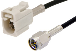 PE39347B - SMA Male to White FAKRA Jack Cable Using PE-C100-LSZH Coax