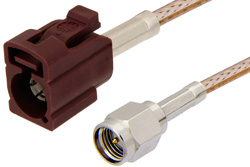 PE39348D - SMA Male to Bordeaux FAKRA Jack Cable Using RG316 Coax