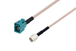 PE39348Z/HS - Water Blue FAKRA Jack to SMA Male Cable Using RG316 Coax with HeatShrink